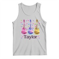 Light gray sleeveless tank top with colorful guitar graphic and 'Taylor' text