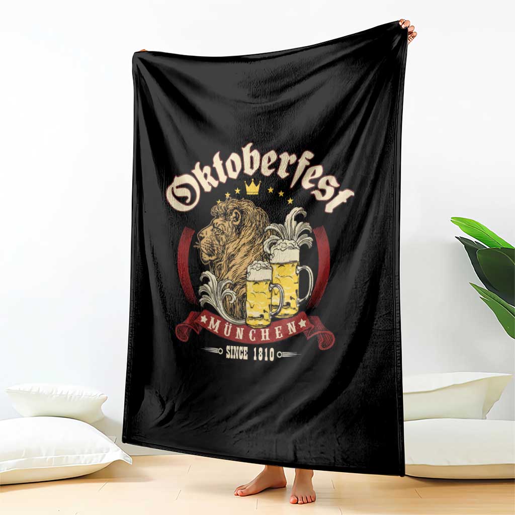 Oktoberfest Munchen Throw Blanket Munich Since 1810 Bavarian Lion and Beer - Wonder Print Shop