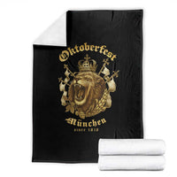 Oktoberfest Munchen Roaring Lion Throw Blanket Since 1810 Crown and Beer Weapon - Wonder Print Shop