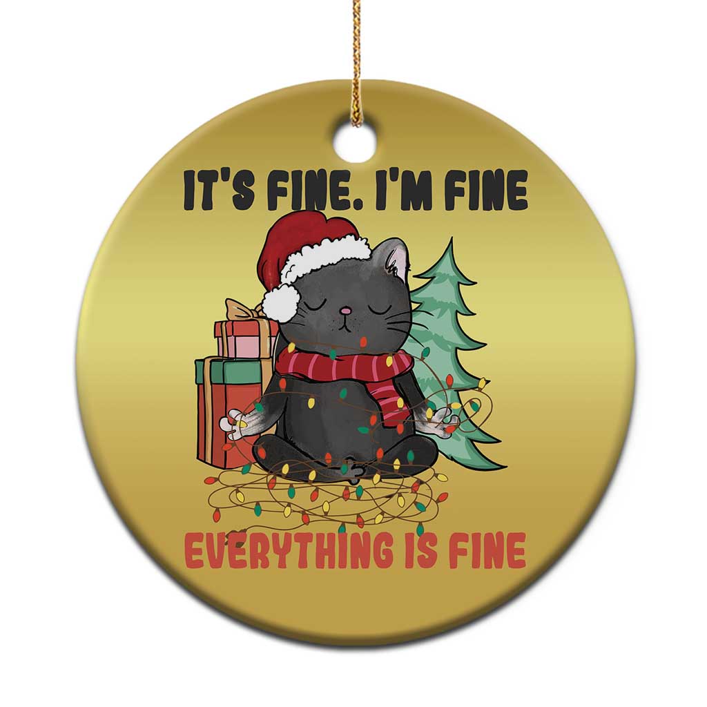 Christmas Black Cat Christmas Ornament It's Fine I'm Fine Everything Is Fine Xmas Light Funny - Wonder Print Shop