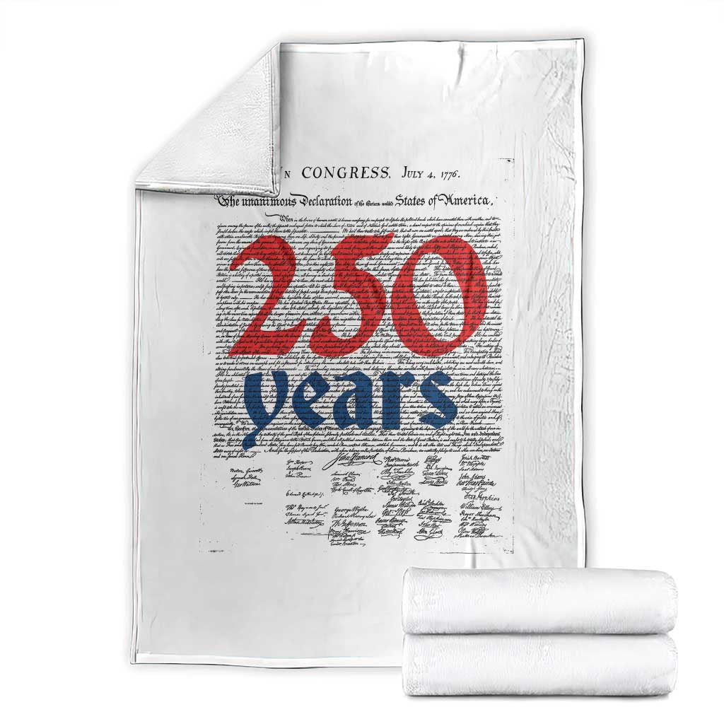 250 Years Declaration of Independence Throw Blanket Historic Patriotic 1776 to 2026 Semiquincentennial - Wonder Print Shop