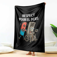 Respect Your Elders Retro Gaming Meme Throw Blanket Funny Gamer Controller 80s - Wonder Print Shop