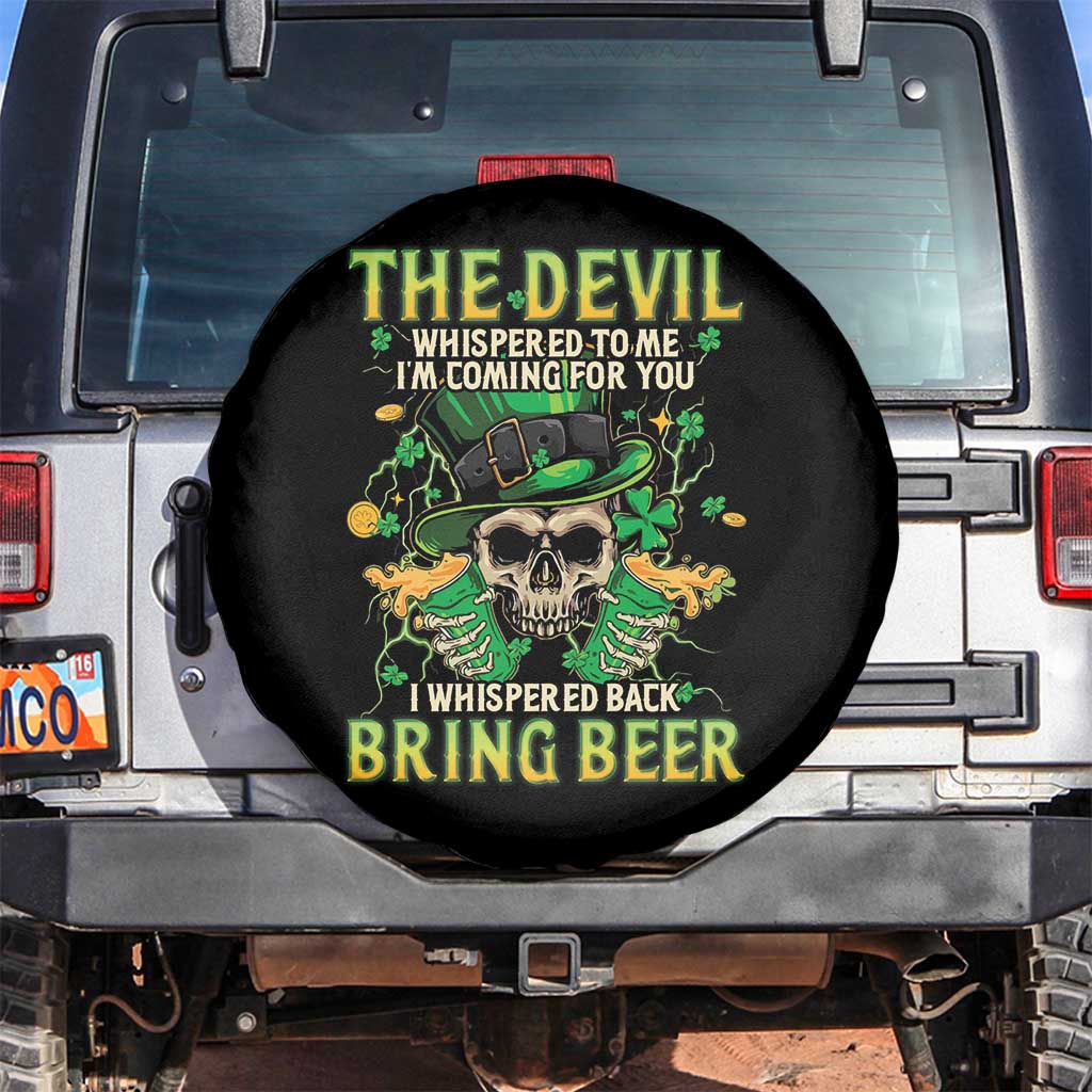 Irish Skull Spare Tire Cover I Whispered Back Bring Beer Devil St Patrick's Day Drinking Skeleton