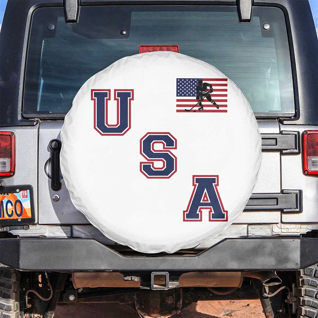 USA Flag Hockey Spare Tire Cover Patriotic Ice Hockey Team Fan Vintage Throwback