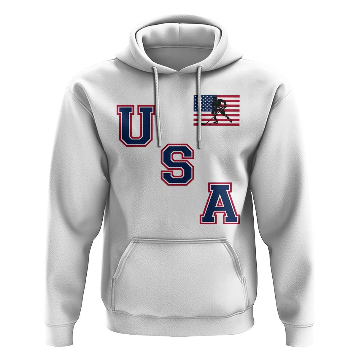 USA Flag Hockey Hoodie Patriotic Ice Hockey Team Fan Vintage Throwback