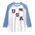 USA Flag Hockey Raglan Shirt Patriotic Ice Hockey Team Fan Vintage Throwback