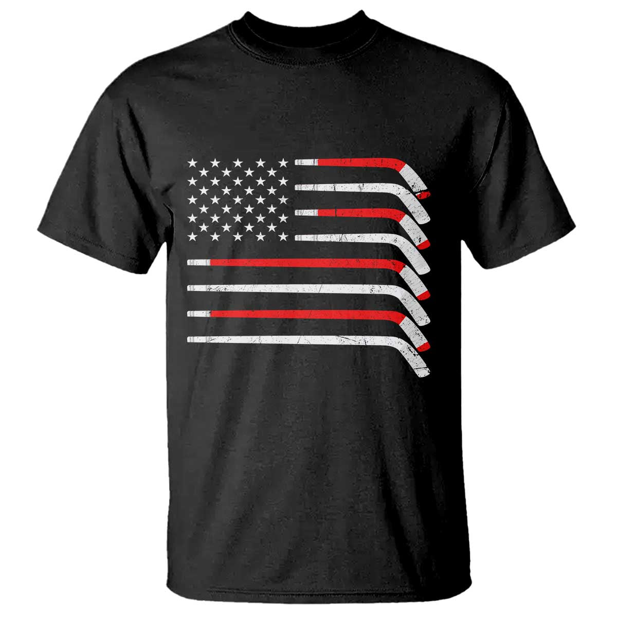 USA Flag Hockey T Shirt Patriotic Hockey Stick American Flags