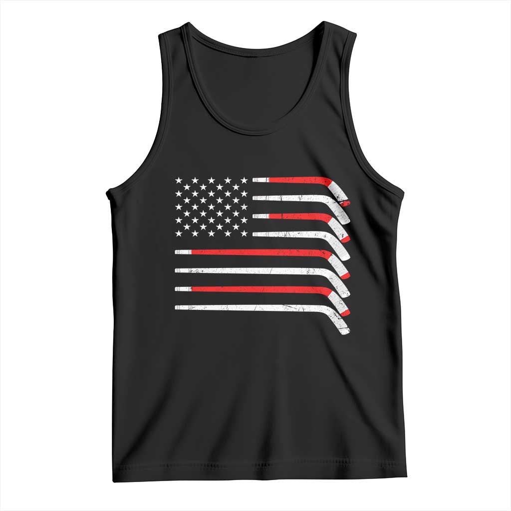 USA Flag Hockey Tank Top Patriotic Hockey Stick American Flags