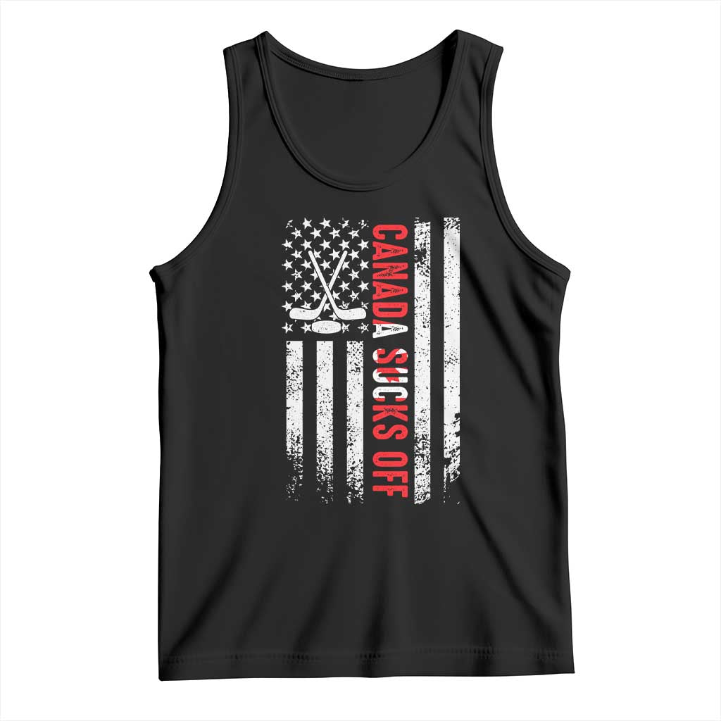 USA Flag Hockey Tank Top Funny Canada Sucks US EH American Flag