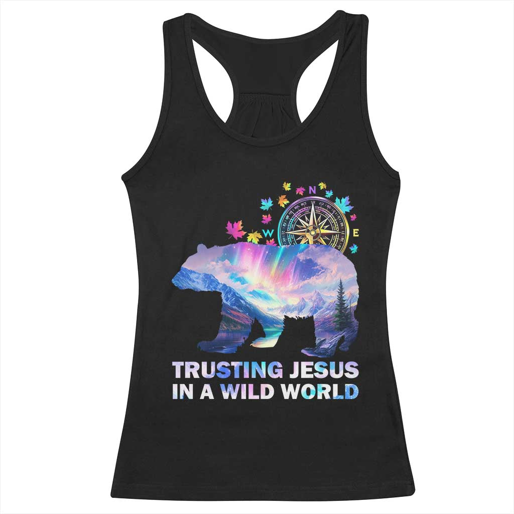 VBS 2025 Adventure Bear Racerback Tank Top Trusting Jesus In A Wild World Northen Lights