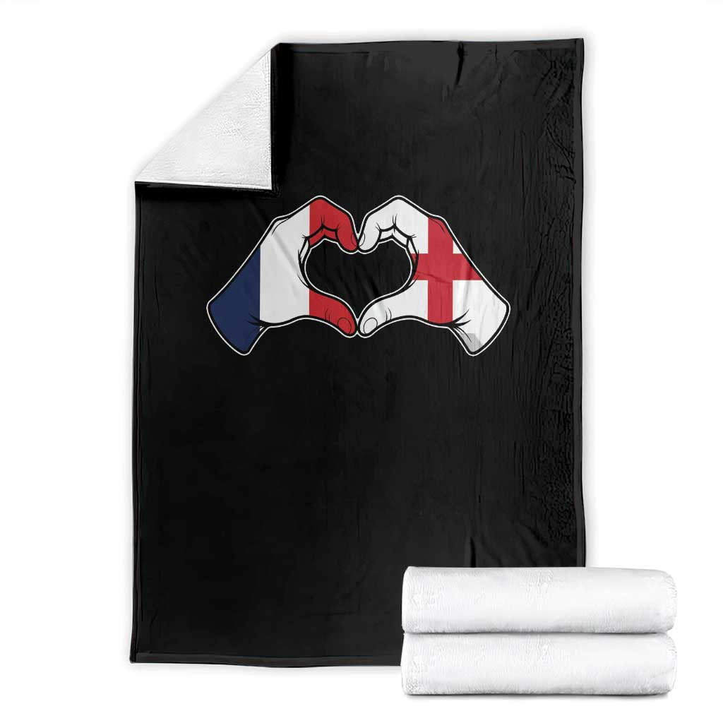 Proud Fance England Heritage Hand Heart Graphic Throw Blanket French English Anglo Roots Cross Border Love Unity