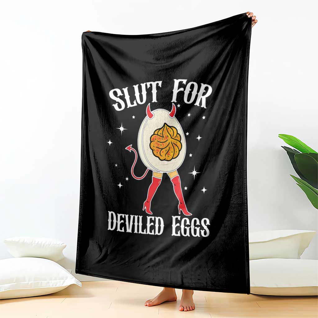 Funny Slut for Deviled Eggs Throw Blanket Funny Naughty Thanksgiving Potluck - Wonder Print Shop
