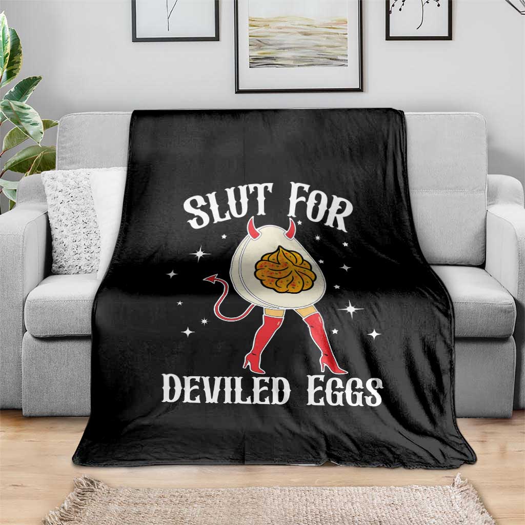 Funny Slut for Deviled Eggs Throw Blanket Funny Naughty Thanksgiving Potluck - Wonder Print Shop