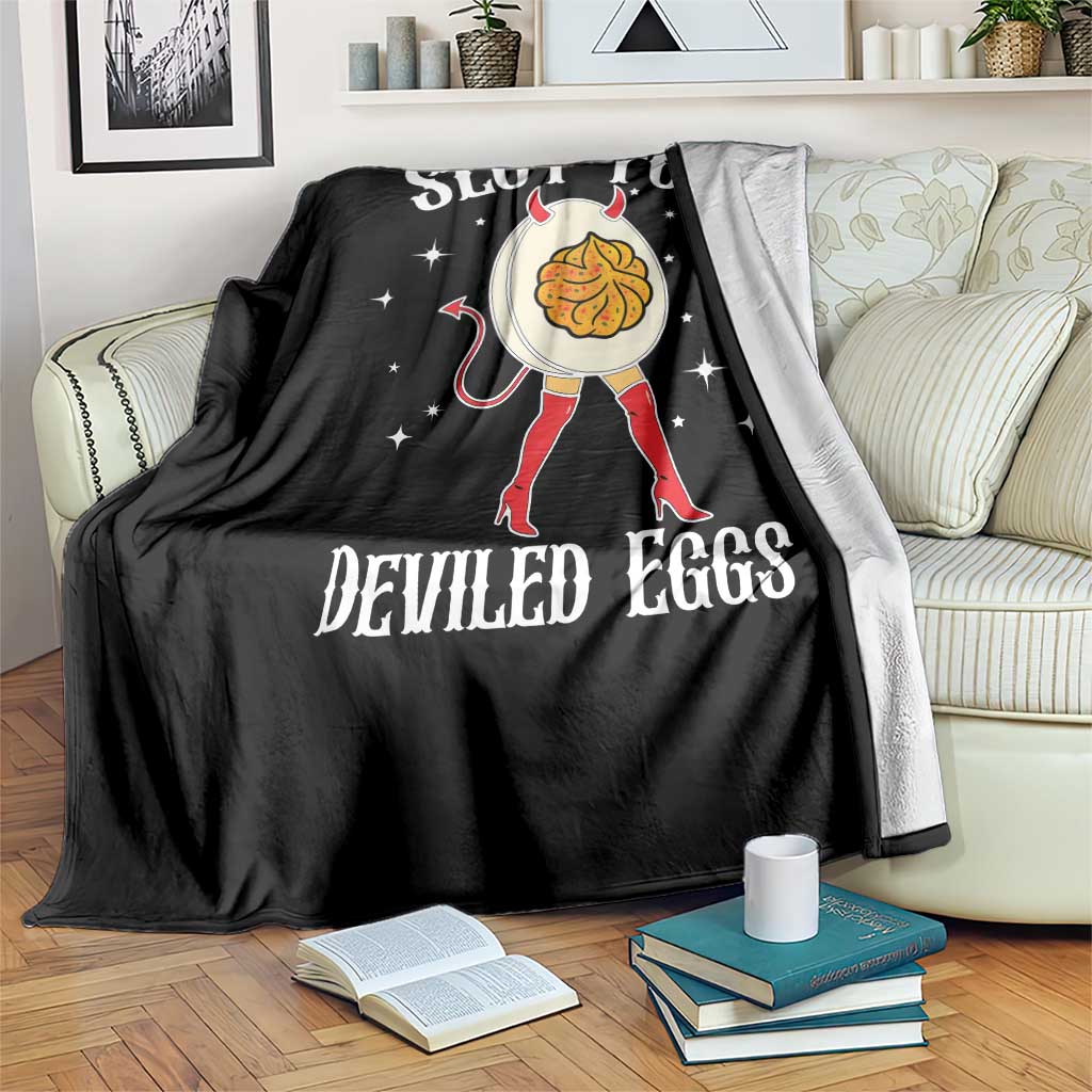 Funny Slut for Deviled Eggs Throw Blanket Funny Naughty Thanksgiving Potluck - Wonder Print Shop