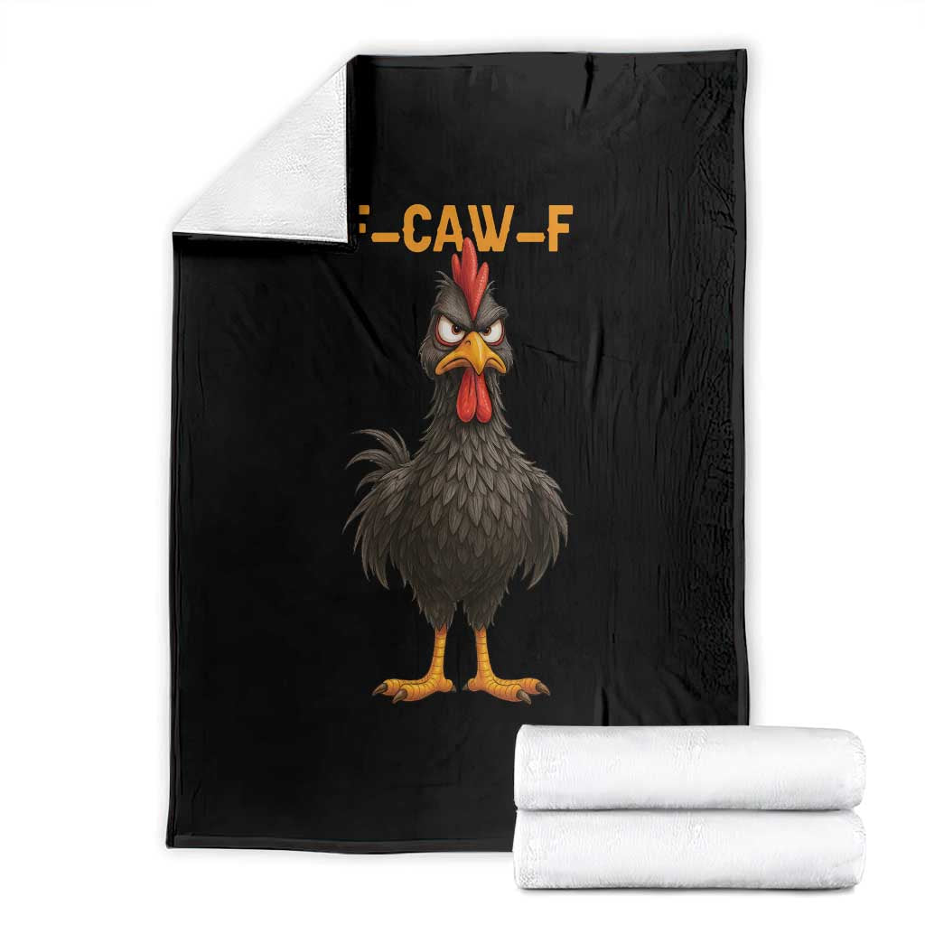 Funny F Caw F Grumpy Black Chicken Graphic Throw Blanket Moody Bird Meme for Sarcastic Animal Lovers - Wonder Print Shop
