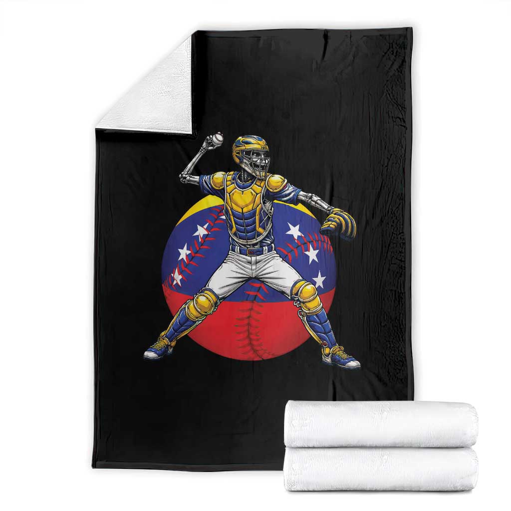 Venezuela Baseball Pitcher Skeleton Throw Blanket Venezuelan Flag Venezuela Pride Sports Fans