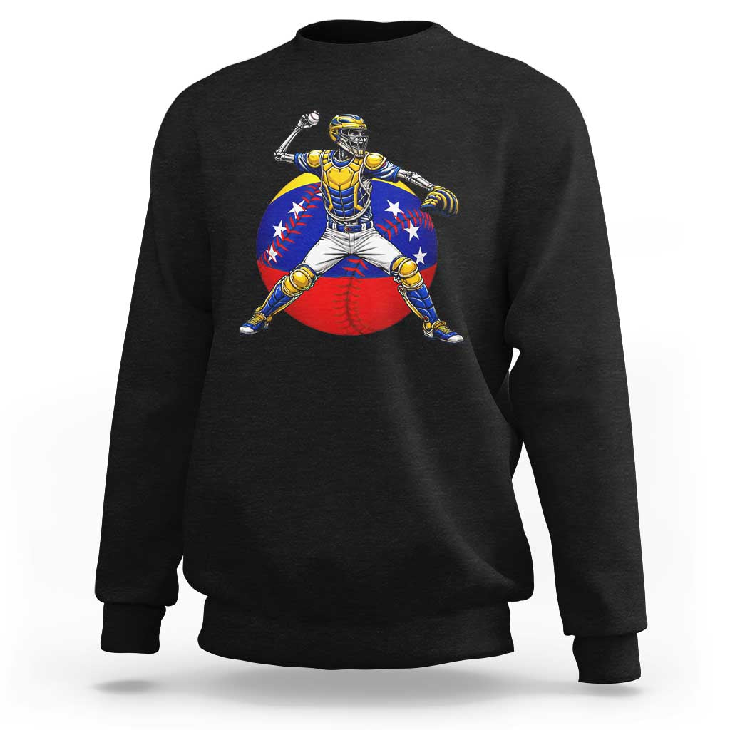 Venezuela Baseball Pitcher Skeleton Sweatshirt Venezuelan Flag Venezuela Pride Sports Fans