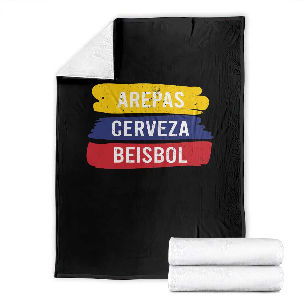 Arepas Cerveza Beisbol Venezuela Things Throw Blanket Funny Latino Food Beer and Baseball Pride