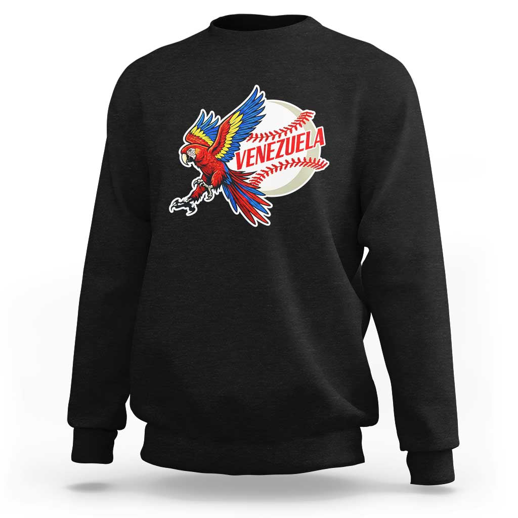 Venezuela Baseball Flying Scarlet Macaw and Ball Sweatshirt Ara Macao Guacamaya Venezuelan Pride