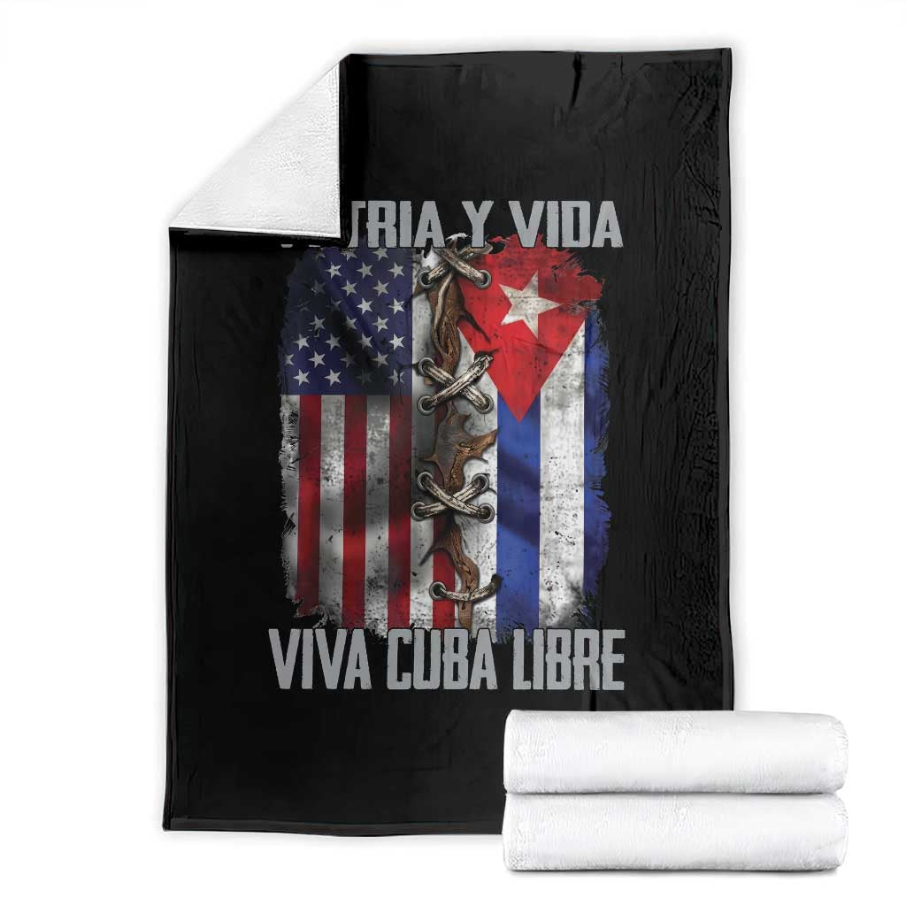 Patria y Vida Cuba Libre Freedom Throw Blanket Cuban Pride Independence USA Cuba Flag