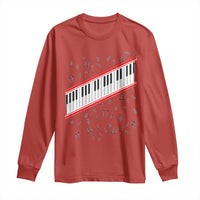 Piano Keyboard Graphic Long Sleeve Shirt Musical Notes Alignment Pianist