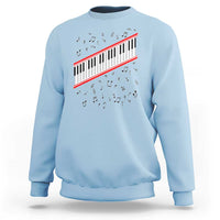 Piano Keyboard Graphic Sweatshirt Musical Notes Alignment Pianist
