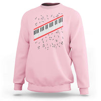 Piano Keyboard Graphic Sweatshirt Musical Notes Alignment Pianist