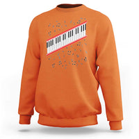 Piano Keyboard Graphic Sweatshirt Musical Notes Alignment Pianist