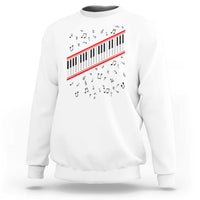 Piano Keyboard Graphic Sweatshirt Musical Notes Alignment Pianist