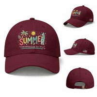 Summer Remembering My Why Baseball Cap Cute Tropical Beach Palm Tree Surfboard Teacher Graphic