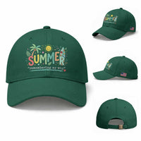 Summer Remembering My Why Baseball Cap Cute Tropical Beach Palm Tree Surfboard Teacher Graphic
