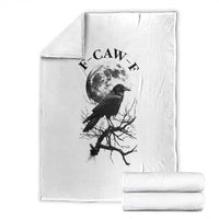 Funny Crow F Caw F Throw Blanket Gothic Raven and Moon TS02