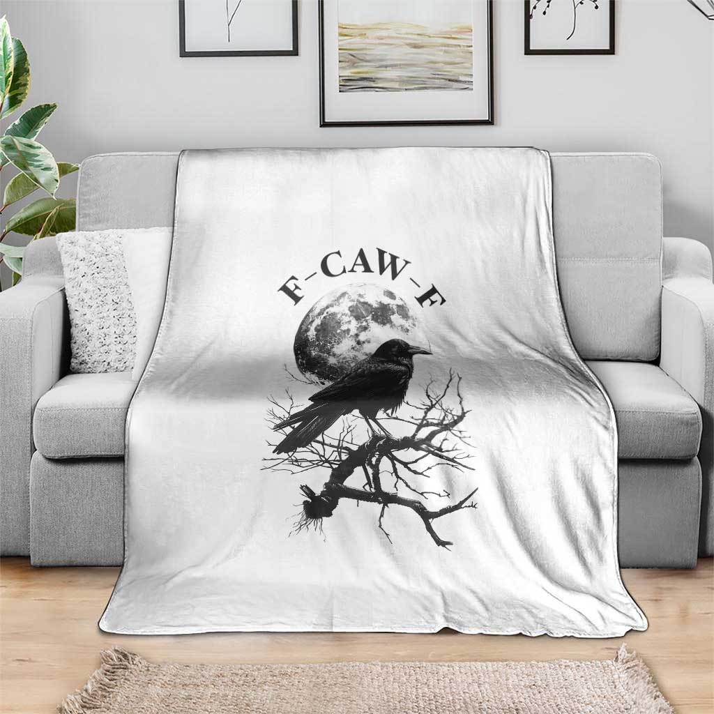 Funny Crow F Caw F Throw Blanket Gothic Raven and Moon TS02