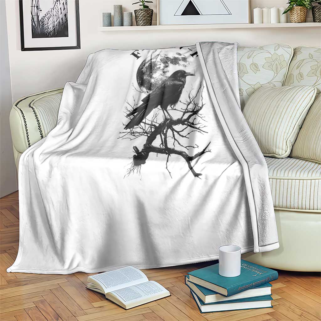 Funny Crow F Caw F Throw Blanket Gothic Raven and Moon TS02