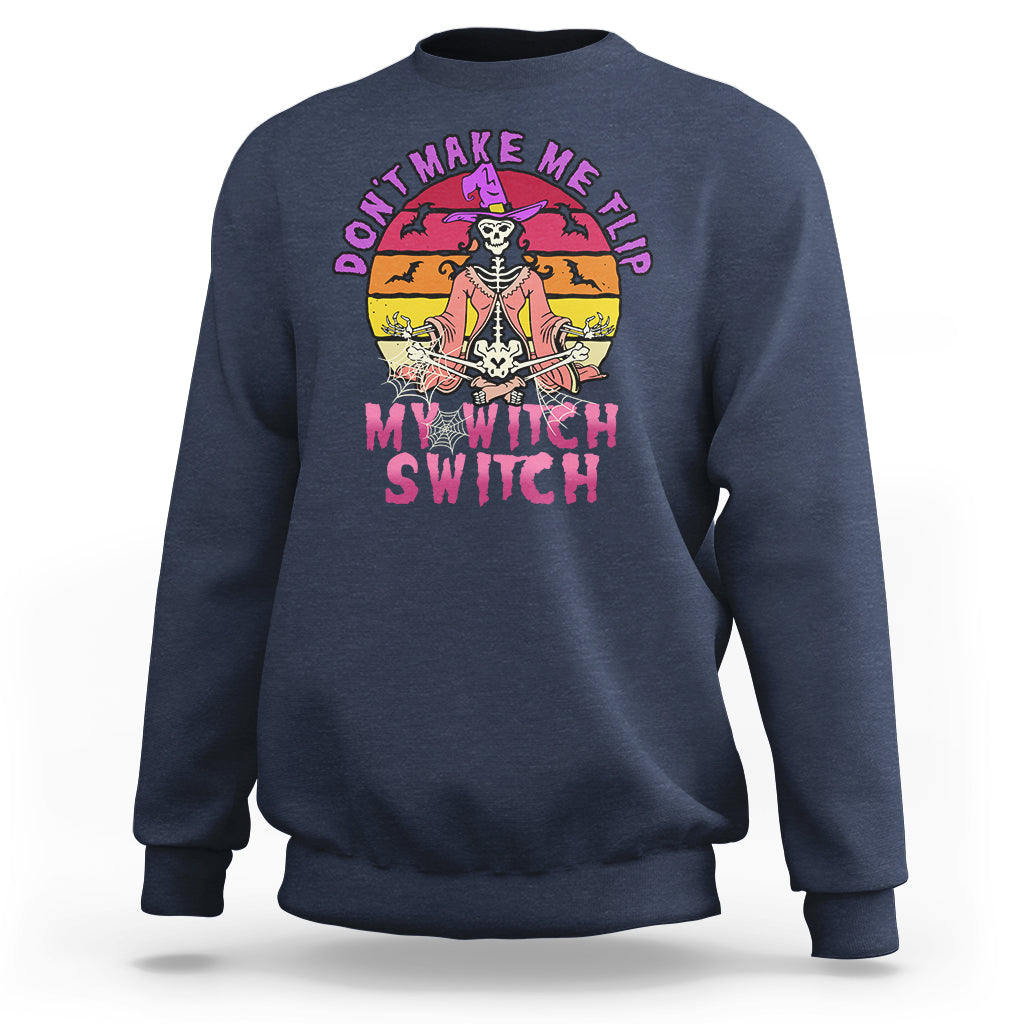 Navy Halloween witch sweatshirt with colorful 'My Witch Switch' front graphic