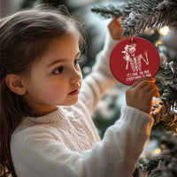Red round skeleton Christmas ornament with white coffee-mug graphic and “IT’S FINE...” text