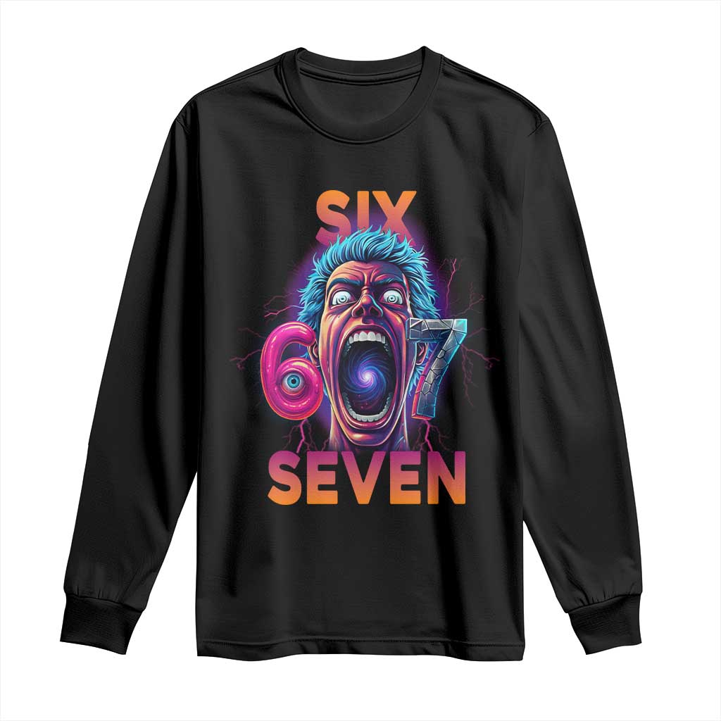 Mason 67 Chaos Edition Long Sleeve Shirt Psychedelic Screaming Six Seven Meme - Wonder Print Shop