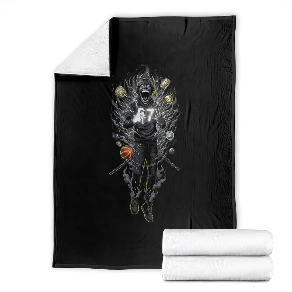 Mason 67 Energy Overload Throw Blanket Six Seven Meme Lightning Horror Devil Edit - Wonder Print Shop