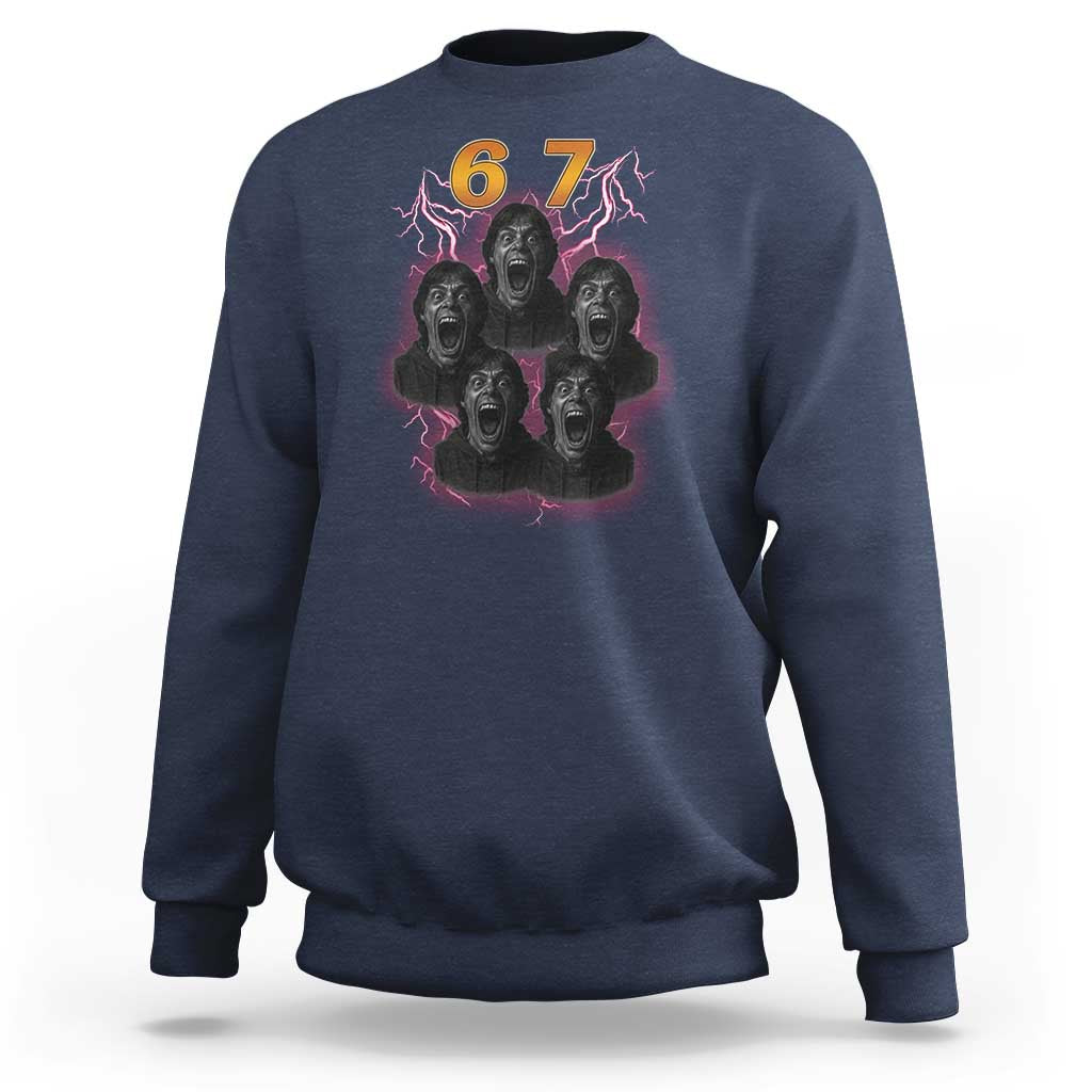 Mason 6 7 Meme Graphic Sweatshirt Six Seven 67 Meme Horror Edit Bootleg - Wonder Print Shop
