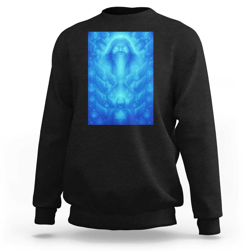Divine 67 Meme Sweatshirt Celestial Mason 6 7 Spiritual Six Seven Angelcore - Wonder Print Shop