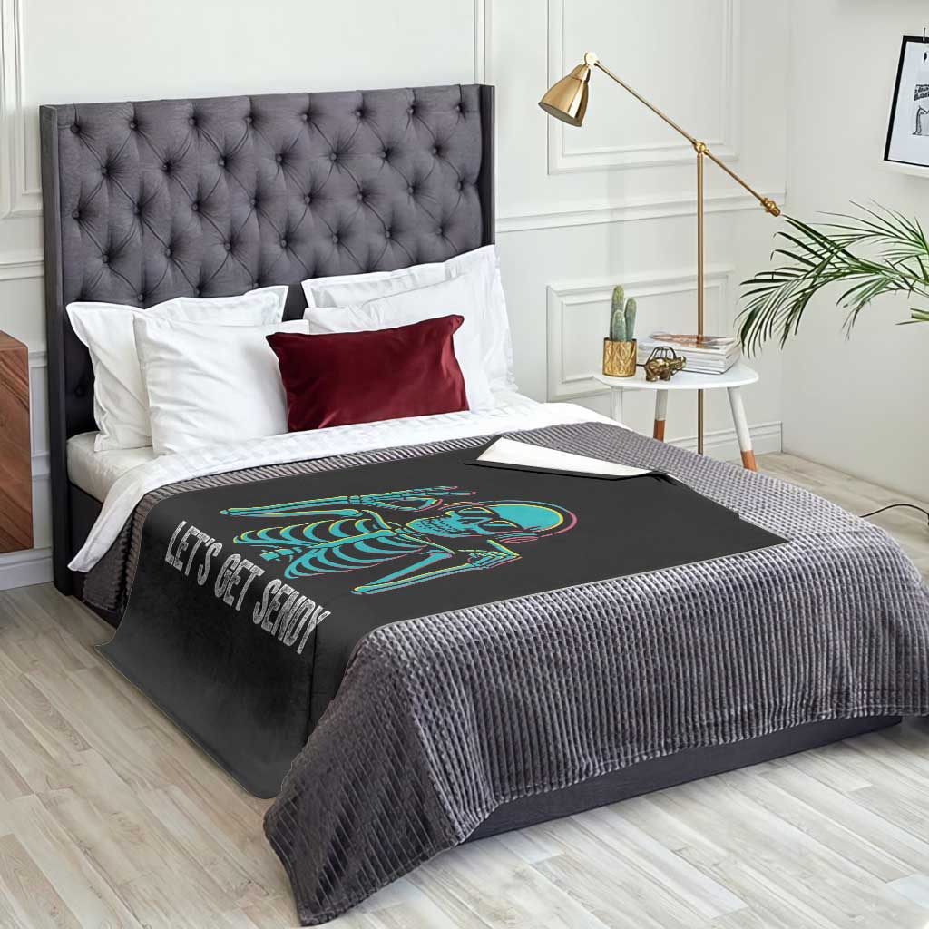 Lets Get Sendy Skeleton Throw Blanket Full Send Vibes Glowcore - Wonder Print Shop