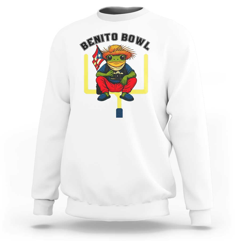 Benito Bowl Coquí Frog Football Sweatshirt Funny Puerto Rico Flag Game Day Music Fans