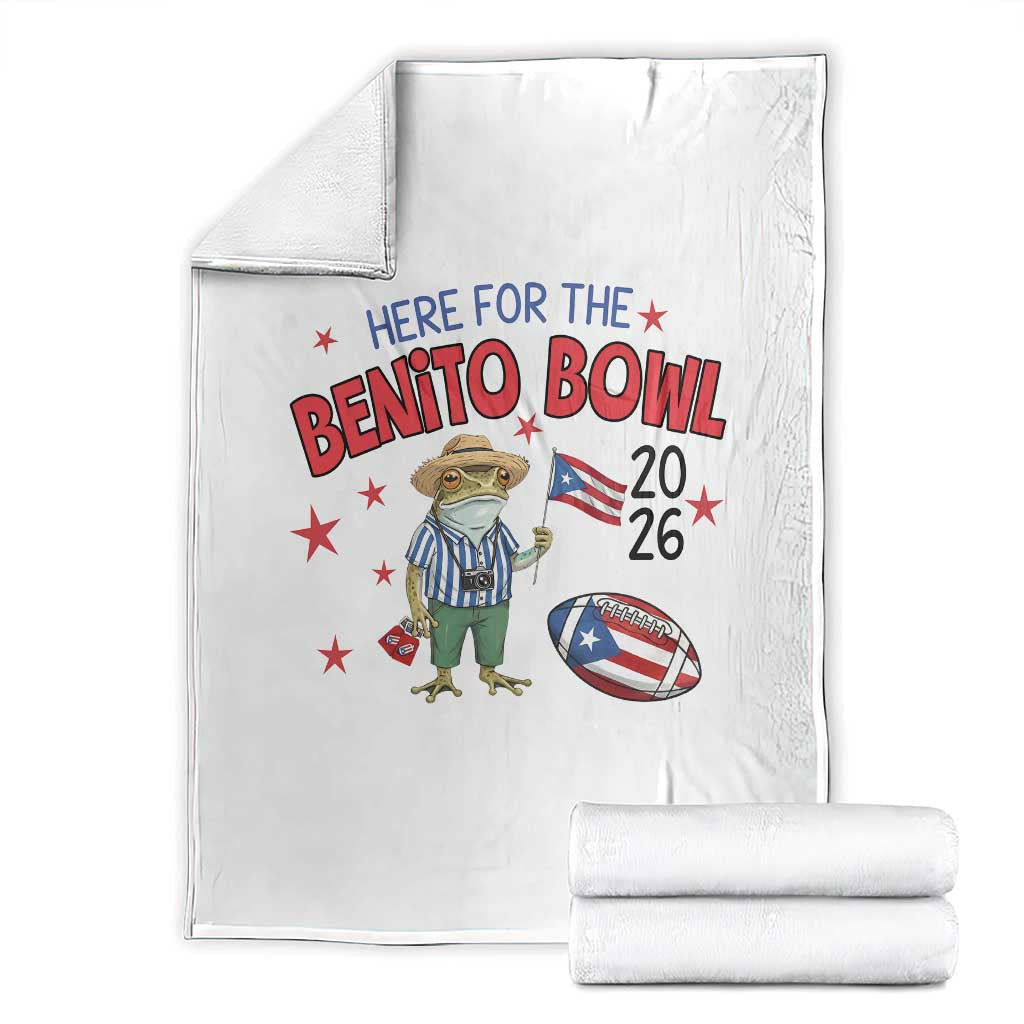 Here for the Benito Bowl 2026 Coquí Frog Throw Blanket Puerto Rican Funny Football Music Fans