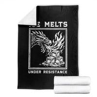Ice Melts Under Resistance Throw Blanket Against Ice Protest Dragon Graphic with Fire
