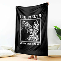 Ice Melts Under Resistance Throw Blanket Against Ice Protest Dragon Graphic with Fire