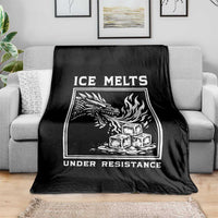 Ice Melts Under Resistance Throw Blanket Against Ice Protest Dragon Graphic with Fire