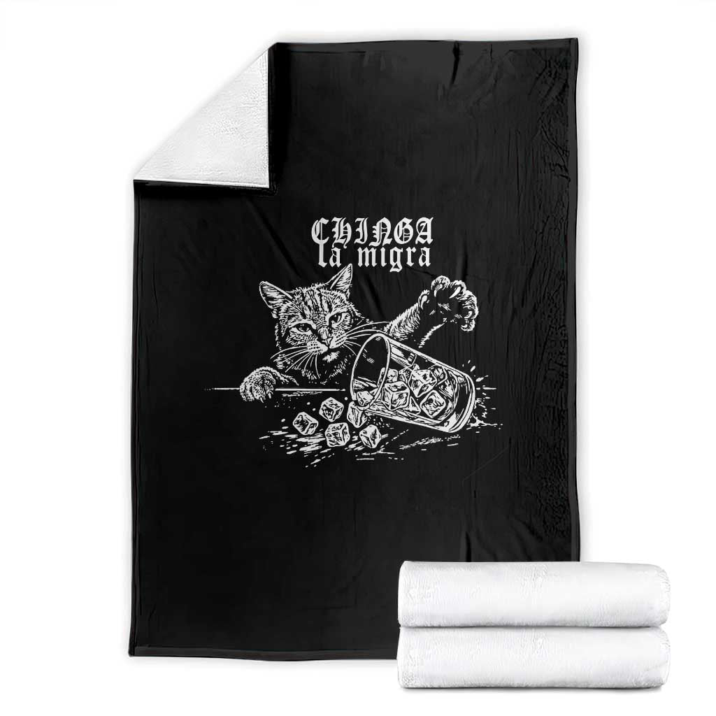 Chinga La Migra Protest Cat Throw Blanket Spanish Resistance Against Ice