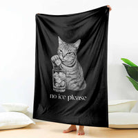 No Ice Please Realistic Angry Cat Graphic Throw Blanket Resistance Against Ice Protest