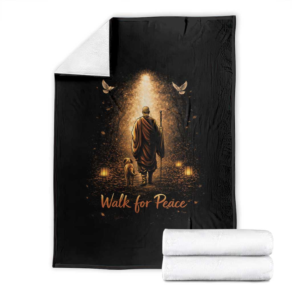 Walk for Peace Lantern Path Throw Blanket Monk and Aloka the Dog Spiritual Journey