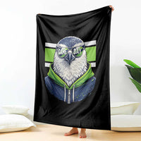 Cool Hawk Wearing Hoodie Graphic Throw Blanket Game Day Swagger